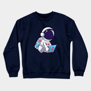 Astronaut Playing Laptop Crewneck Sweatshirt